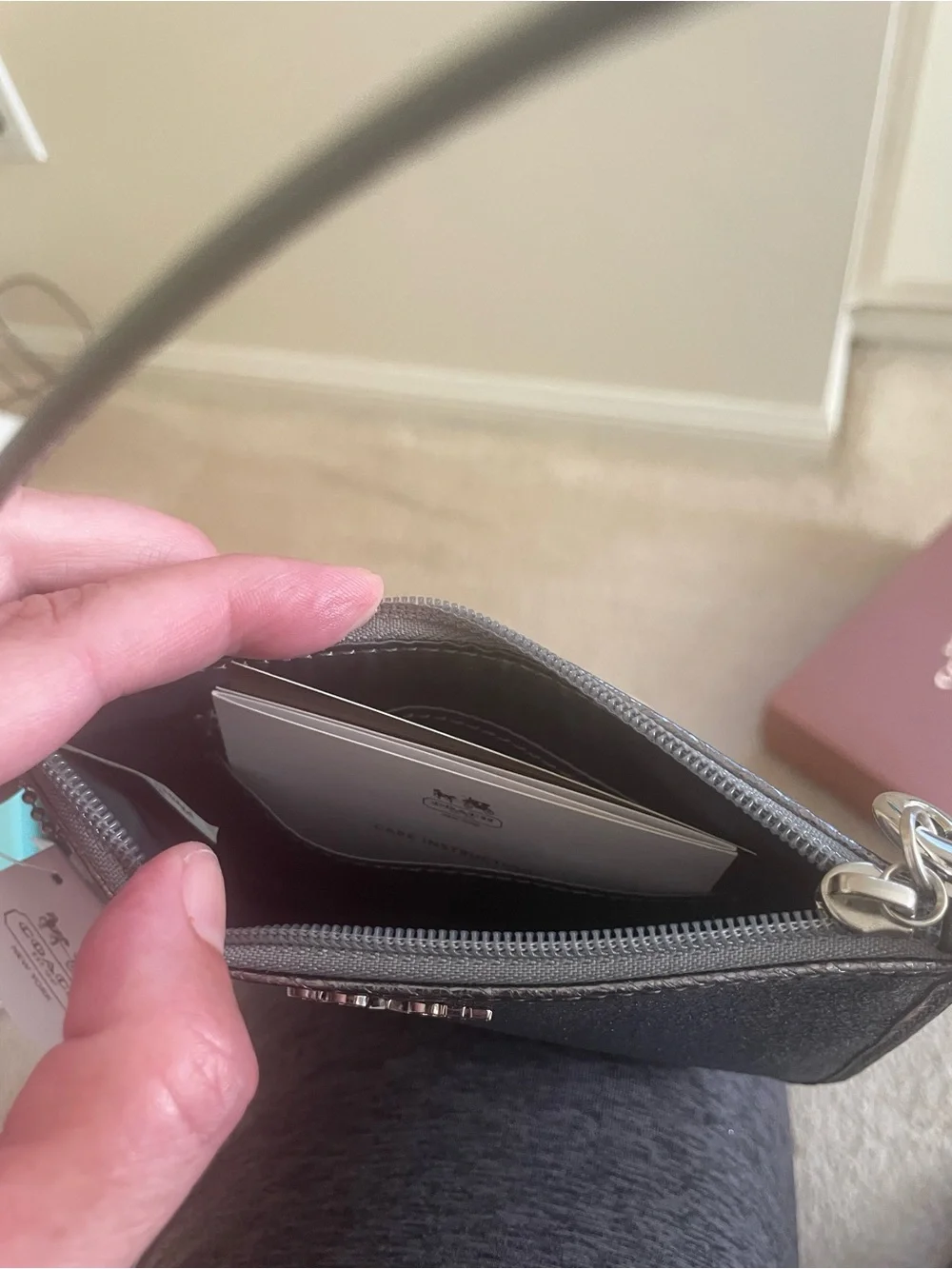 Coach Silver Glitter Wristlet Clutch with Detachable Strap